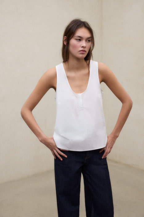 ECOALF top algodón, sin mangas color blanco - 3