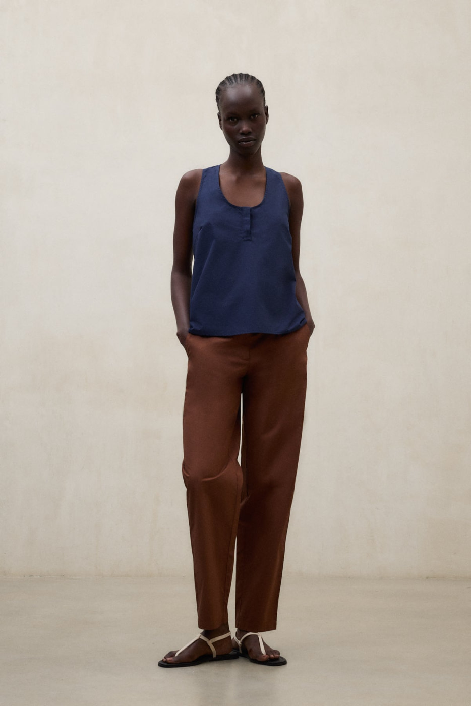 ECOALF top algodón, sin mangas color azul