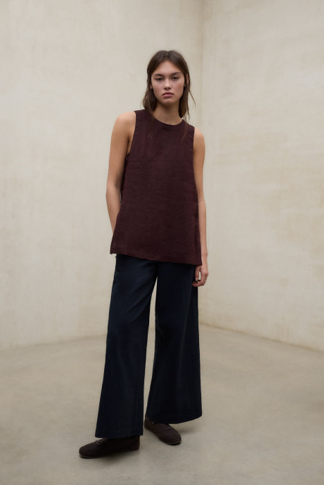 ECOALF top s/m en lino color marrón - 1