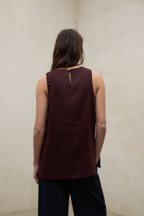 ECOALF top s/m en lino color marrón - 2