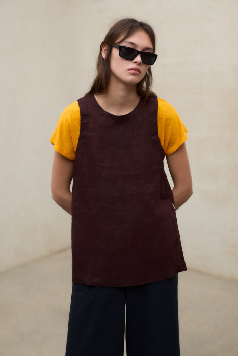 ECOALF top s/m en lino color marrón - 4