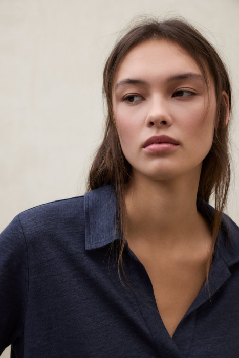 ECOALF polo m/c en lino color azul - 5