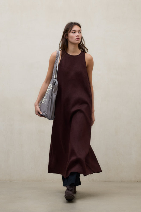 ECOALF vestit largo en lino color marrón