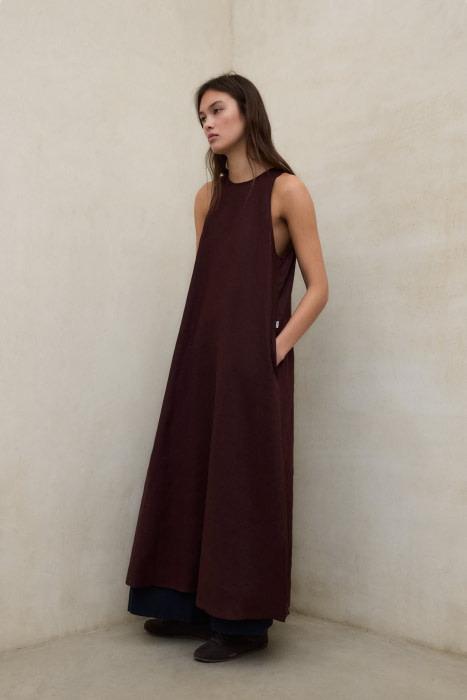 ECOALF vestit largo en lino color marrón - 2