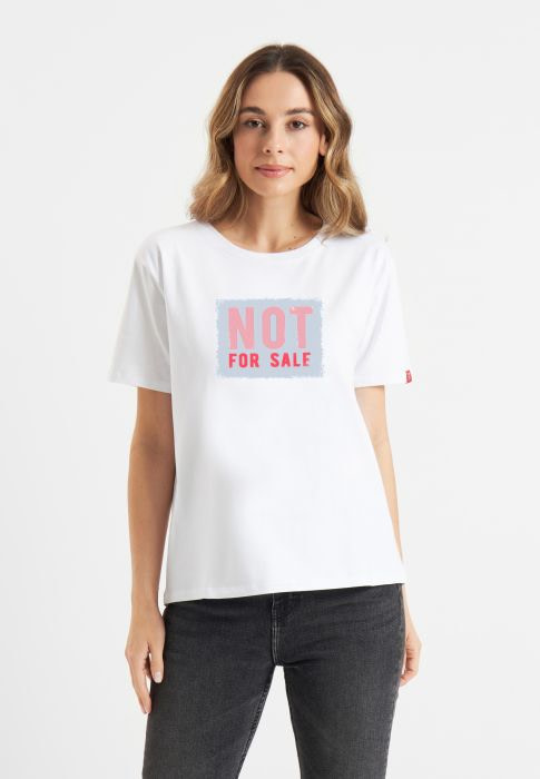 FRIEDA&FREDDIES camiseta m/c blanca y azul cielo "NOT FOR SALE"