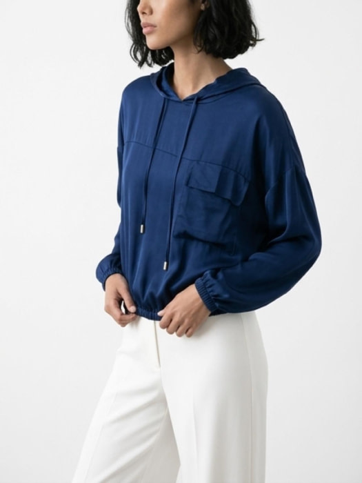 FRACOMINA camisa en raso con capucha azul