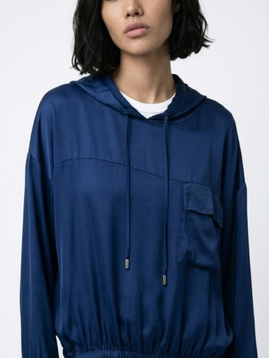 FRACOMINA camisa en raso con capucha azul - 3