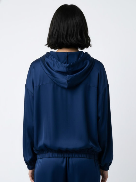 FRACOMINA camisa en raso con capucha azul - 4