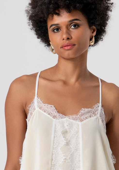 FRACOMINA top en tirantes blanco y amarillo con  encaje - 2