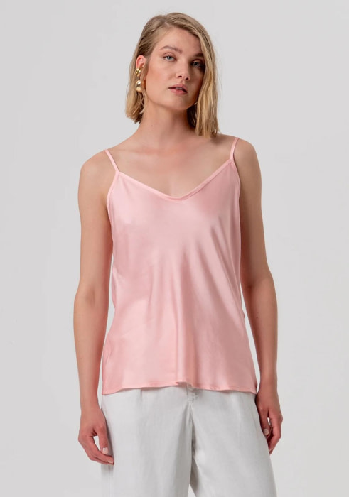 FRACOMINA top lencero en raso color salmón