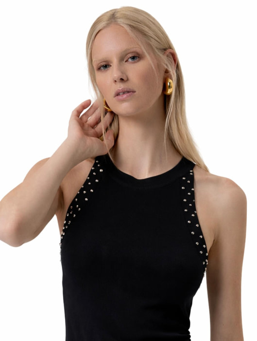 FRACOMINA top escote halter con tachas negro - 2