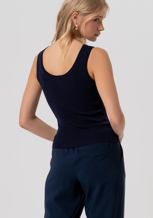 FRACOMINA top strass tirantes color azul marino - 3
