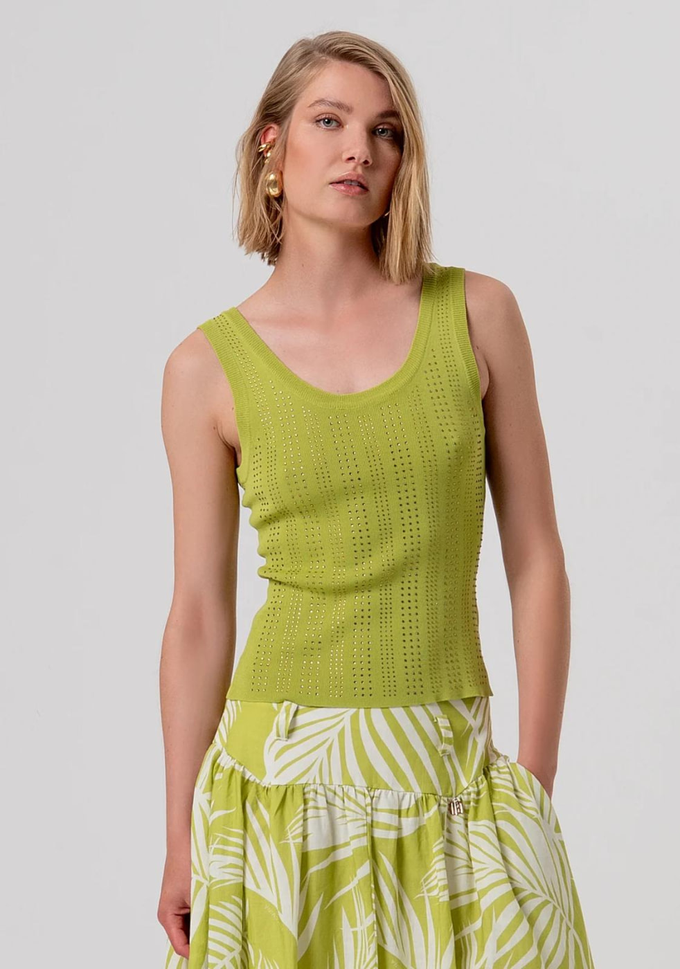 FRACOMINA top strass tirantes color verde