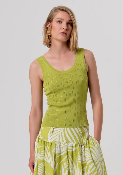 FRACOMINA top strass tirantes color verde