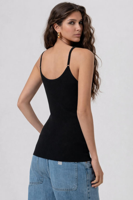 FRACOMINA top tirantes negro con logo y strass - 2