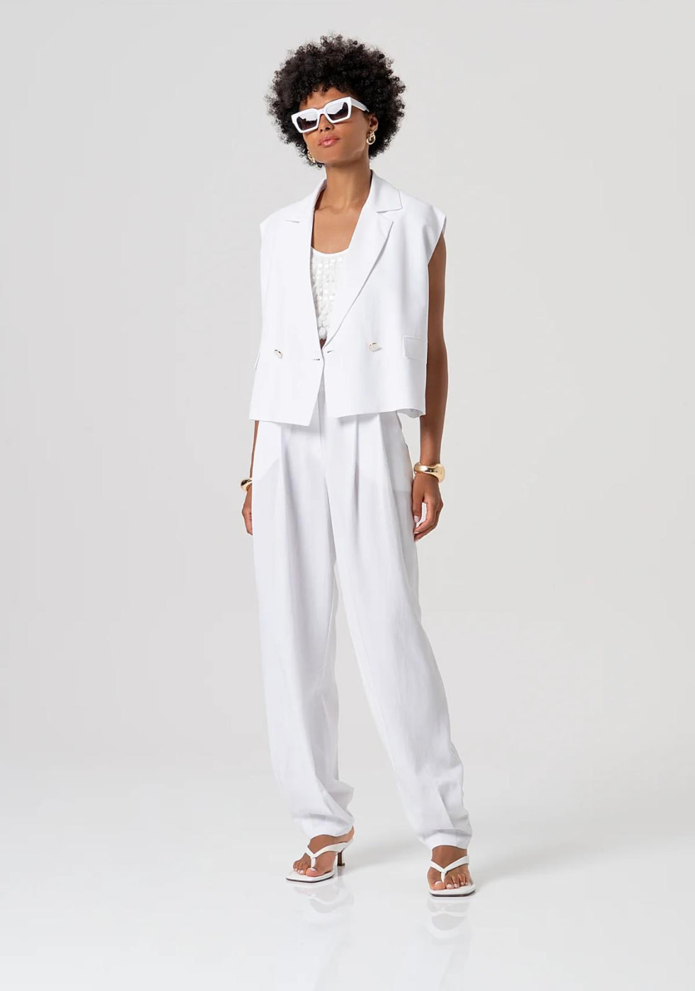 FRACOMINA pantalón palazzo color blanco