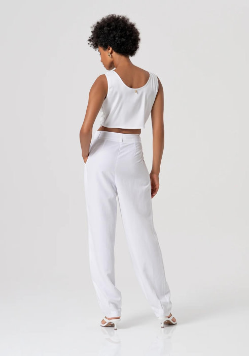 FRACOMINA pantalón palazzo color blanco - 3