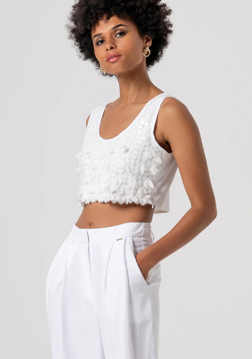 FRACOMINA pantalón palazzo color blanco - 5