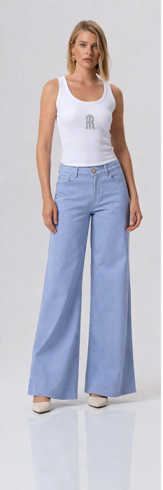 FRACOMINA pantalón ancho color celeste