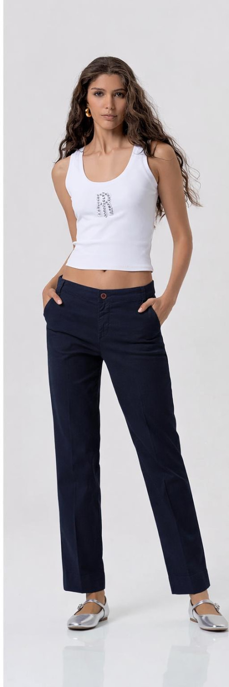 FRACOMINA pantalón chino color azul marino