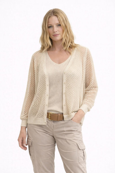 KOCCA chaqueta calada color beige y oro - 1