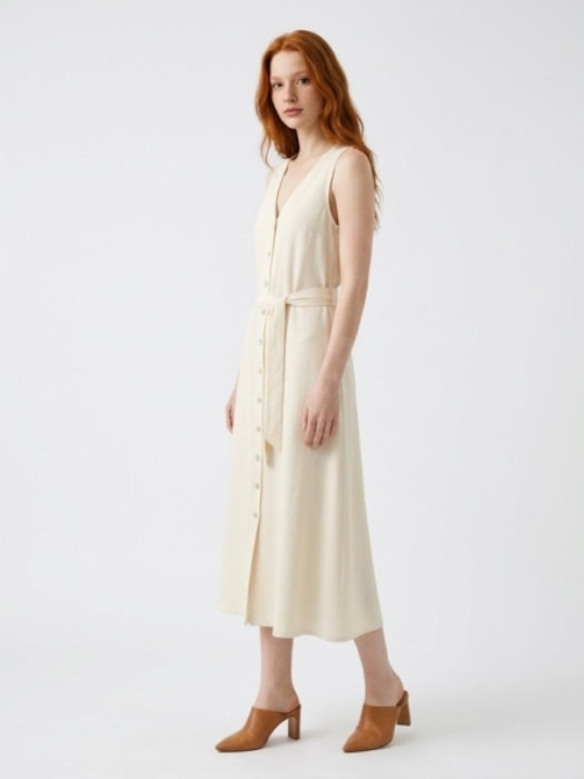 KOCCA vestido con botones s/m color crudo - 2