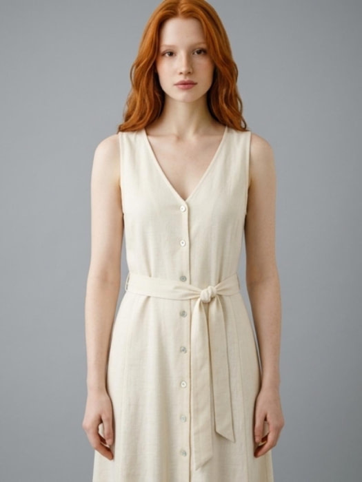 KOCCA vestido con botones s/m color crudo - 3