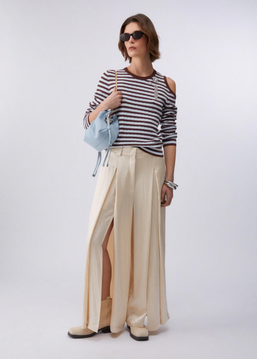 LIU.JO jersey rayas marrón, blanco y azul con  apertura en el hombro - 4