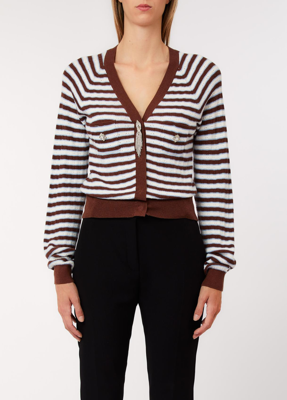 LIU.JO chaqueta rayas marrón, blanco y azul