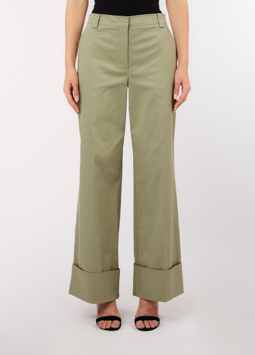 LIU.JO pantalón con vuelta color caqui - 2