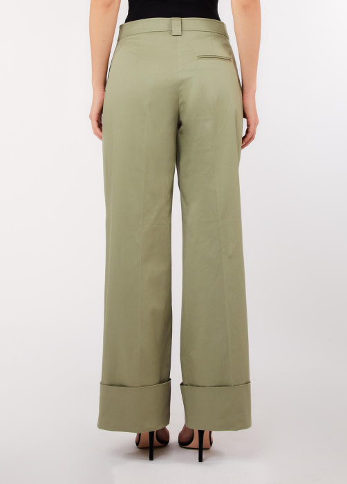 LIU.JO pantalón con vuelta color caqui - 3