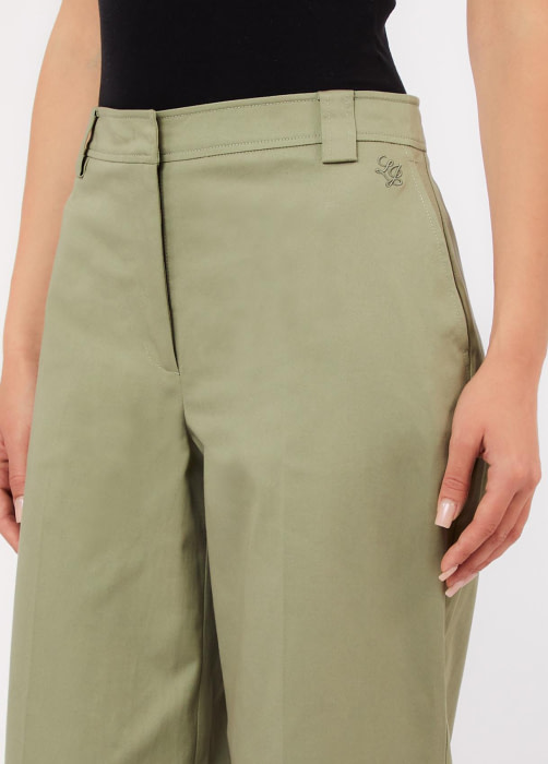 LIU.JO pantalón con vuelta color caqui - 4