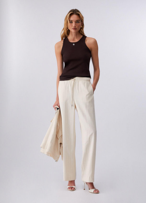 LIU.JO pantalón crudo con raya diplomática con goma - 4