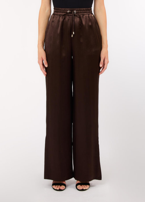 LIU.JO pantalón ancho en raso color marrón - 3