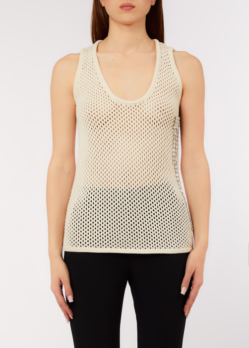 LIU.JO top calado con pedrería lateral crudo - 3