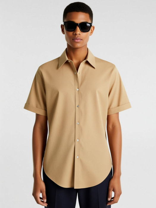 LIU.JO camisa m/c anudada color camel - 2