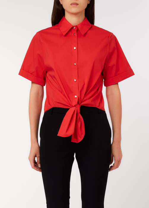 LIU.JO camisa m/c anudada color rojo - 1