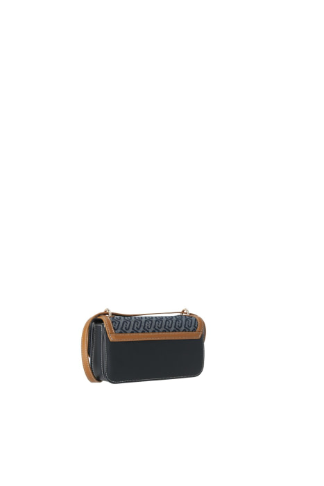 LIU·JO bandolera pequeña en denim con logo y vivos en cuero - 5