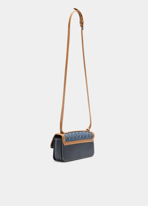 LIU·JO bandolera pequeña en denim con logo y vivos en cuero - 8