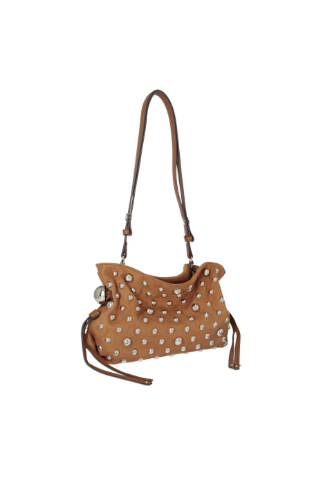 LIU·JO bolso antelina en tachas color camel - 1