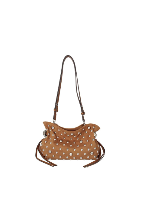 LIU·JO bolso antelina en tachas color camel - 2
