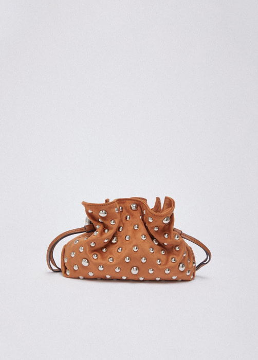 LIU·JO bolso antelina en tachas color camel - 6
