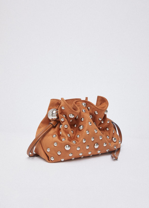 LIU·JO bolso antelina en tachas color camel - 7