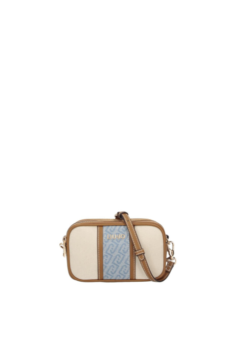 LIU·JO bandolera combinada canvas color natural y denim en logo - 1