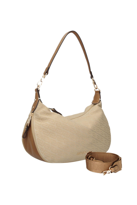 LIU·JO bolso jacquard con logo color beige - 3