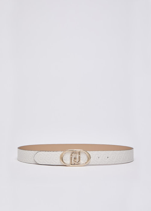 LIU·JO cinturón color crudo y rosa reversible con logo - 4