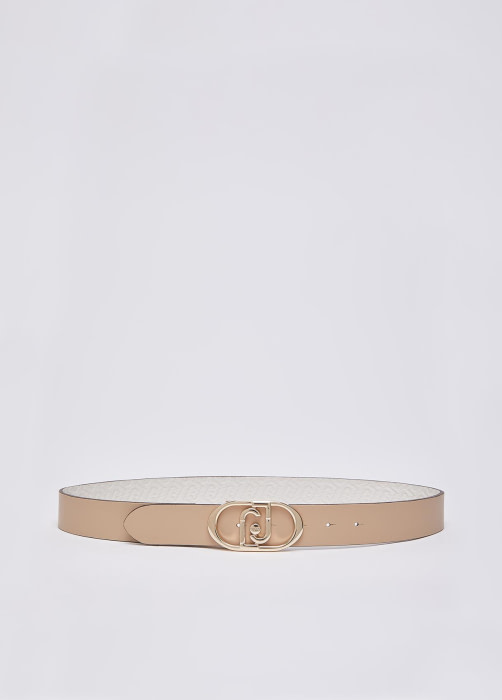 LIU·JO cinturón color crudo y rosa reversible con logo - 5