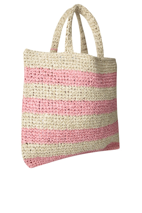 LIU·JO shopping en rafia con rayas natural y rosa - 2