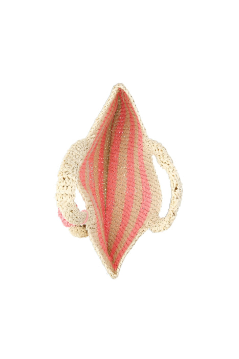 LIU·JO shopping en rafia con rayas natural y rosa - 4