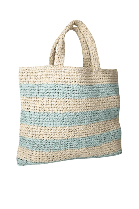 LIU·JO shopping en rafia con rayas natural y azul cielo - 2